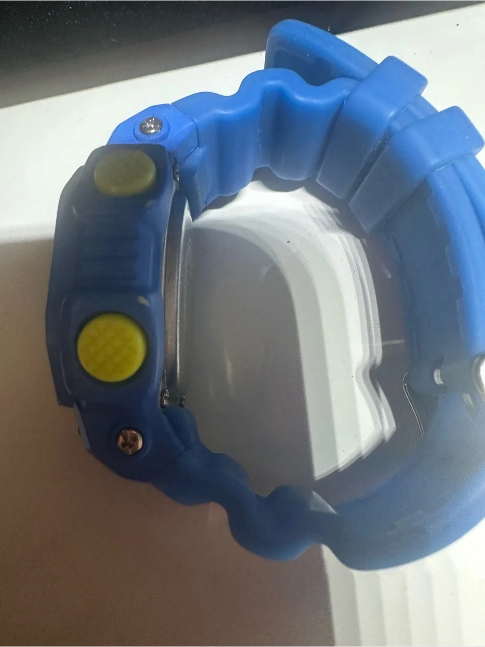 Blue Silicone Kids Digital Watch with Yellow Buttons